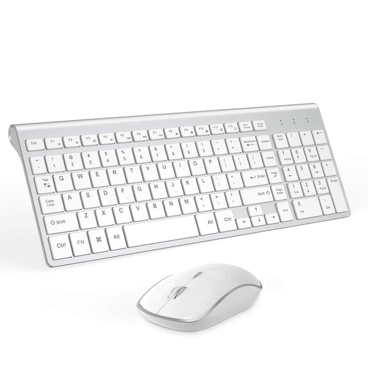 Wireless Keyboard Mouse  JOYACCES 2.4G Compact and Ultra Slim Wireless Keyboard and Mouse for Windows  Computer  Desktop  PC  Laptop-Sliver
