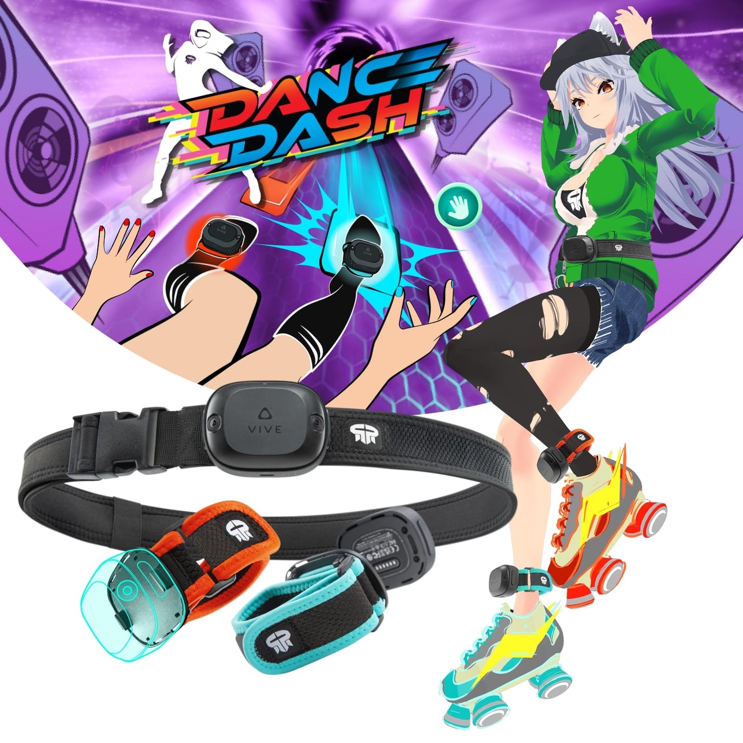 Rebuff Reality Trackstraps for VIVE Ultimate Tracker + Dance Dash Game Key - VIVE Ready  Full-Body Tracking in VR Chat and other FBT games