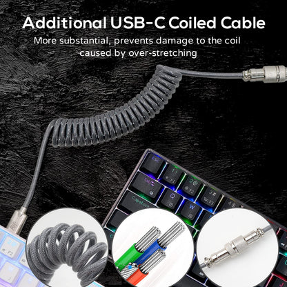 RK ROYAL KLUDGE RK61 60% Mechanical Keyboard, RGB Hot-Swappable Red Switch, Wireless/Bluetooth, White