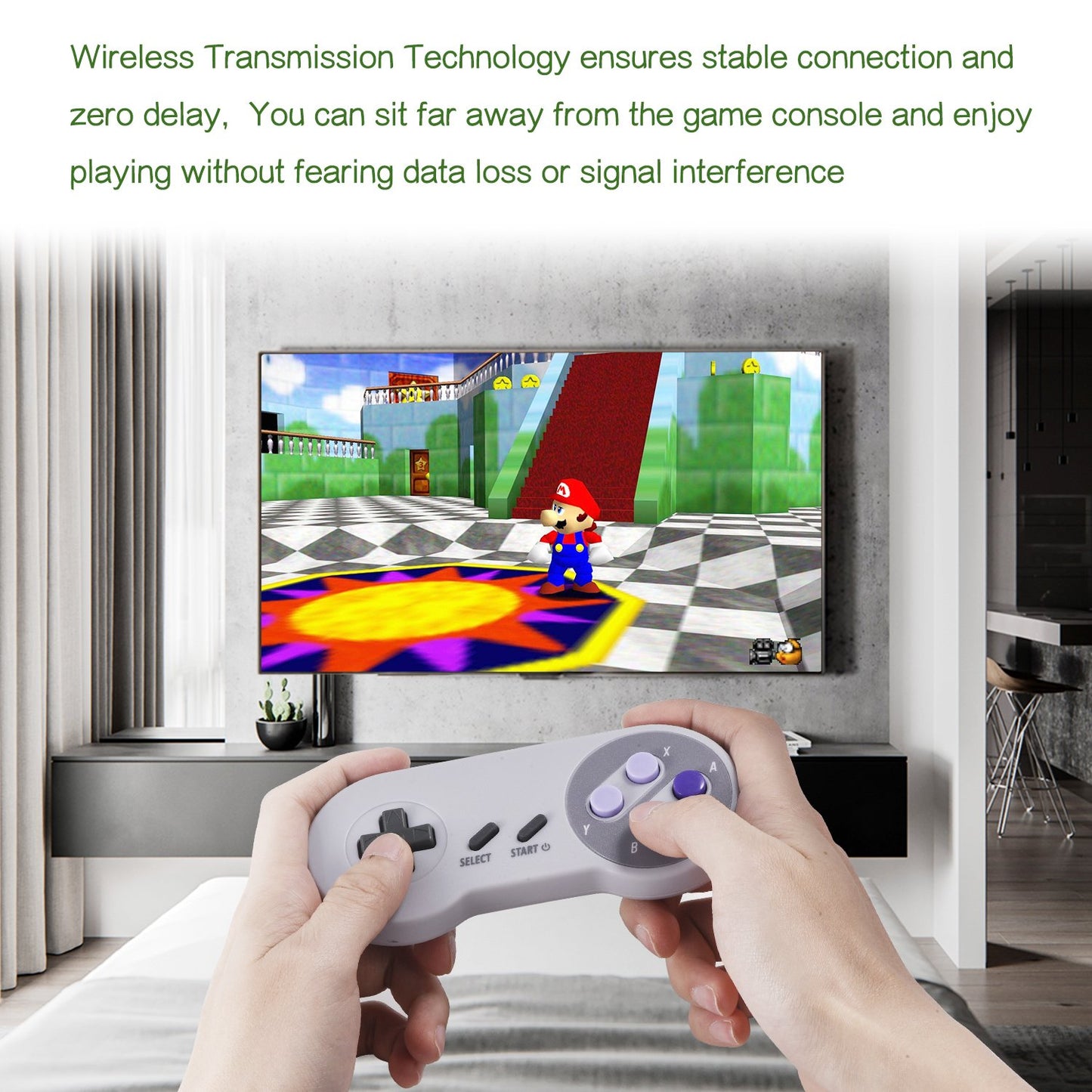 iNNEXT Wireless USB SNES Controller - Retro Gamepad for PC, MAC, Linux, Raspberry Pi - Rechargeable, Grey - Plug & Play, 2.4 GHz