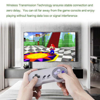 iNNEXT Wireless USB SNES Controller - Retro Gamepad for PC, MAC, Linux, Raspberry Pi - Rechargeable, Grey - Plug & Play, 2.4 GHz