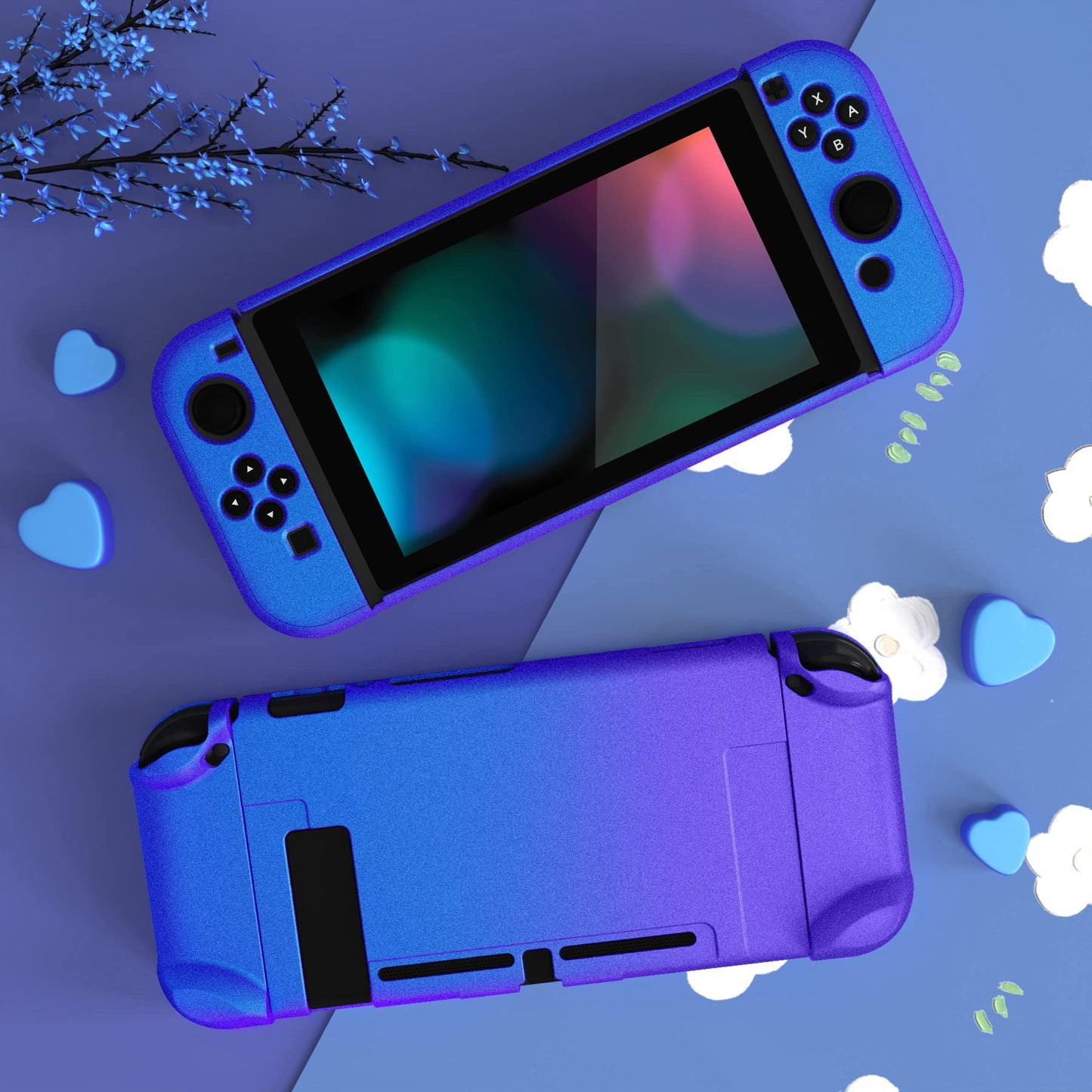 eXtremeRate PlayVital Hard Shell Back Cover for Nintendo Switch - Dockable, Chameleon Purple Blue, Model NTP303, Plastic Protector
