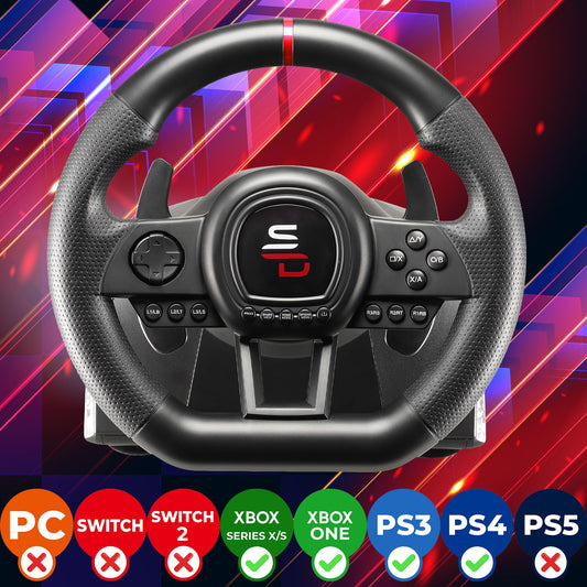 SUBSONIC Superdrive GS650-X Racing Wheel with Manual Shifter & 3 Pedals for Xbox Series X/S, PS4, Xbox One - Black & Silver