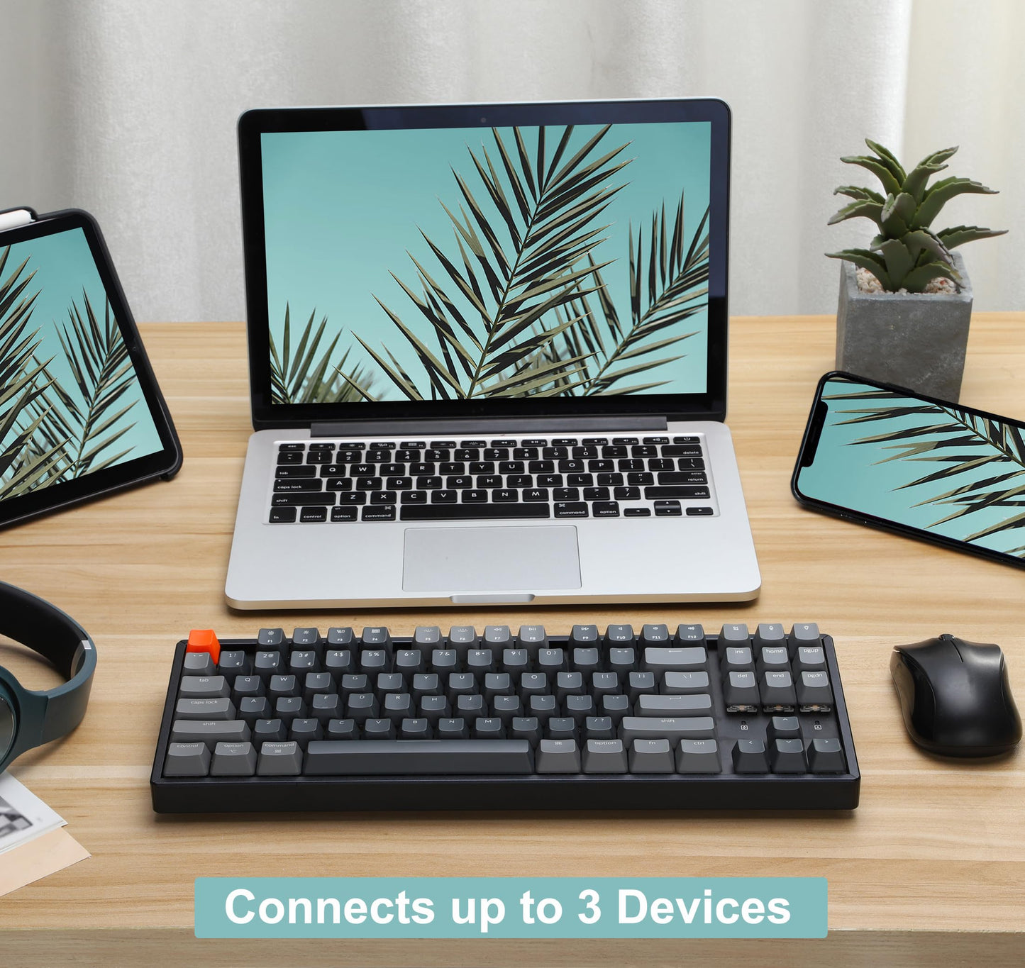 Keychron K8 Wireless Mechanical Keyboard, 87 Keys TKL, Gateron Brown Switch, RGB Backlight, Aluminum Frame, USB-C for Mac/Windows