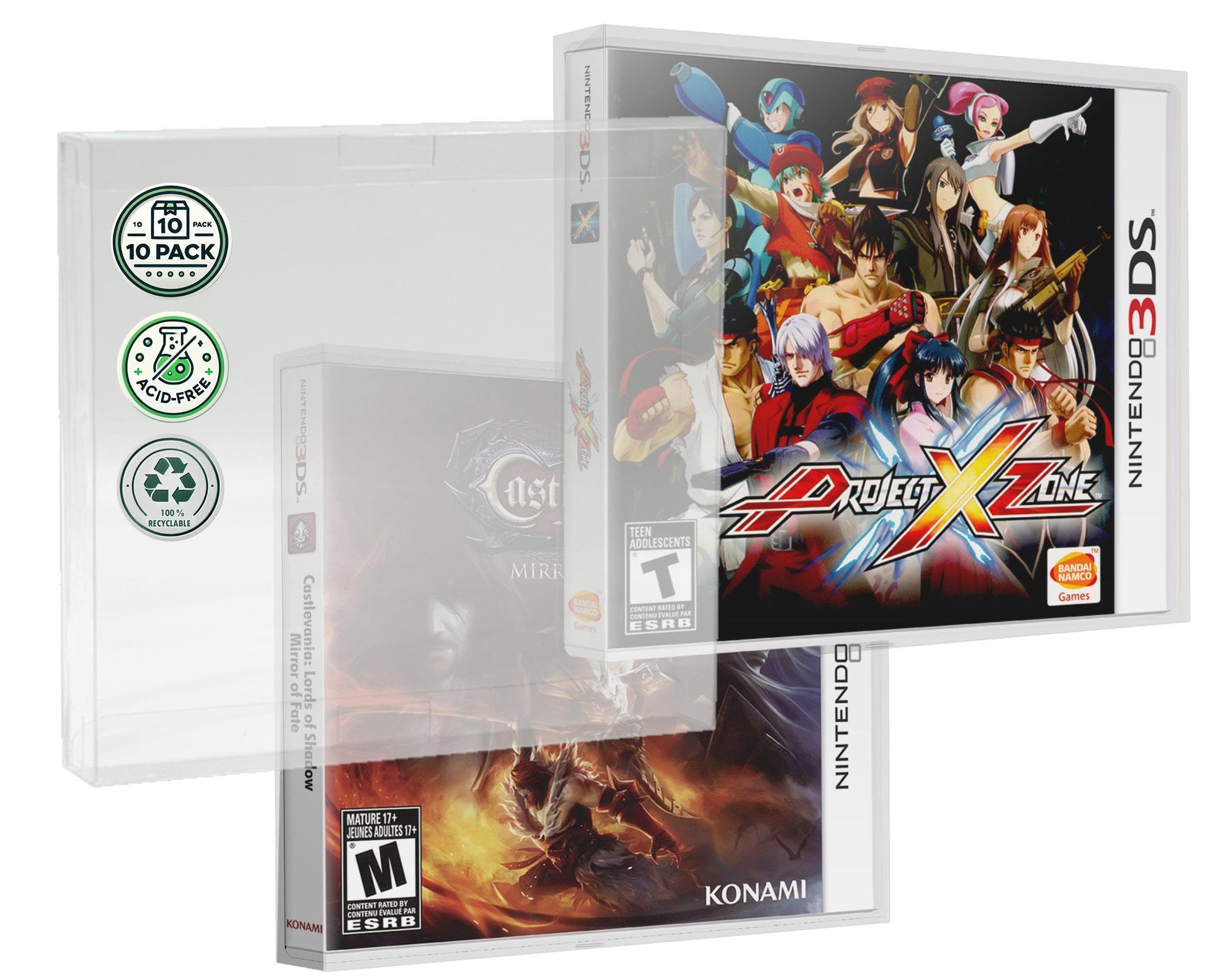 MALKO 10 Pack Video Game Protector Compatible with Nintendo 3DS Game Case | Clear Plastic Sleeve Cover
