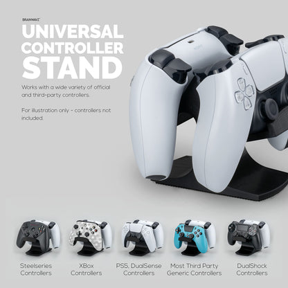 BRAINWAVZ Dual Game Controller Stand - Universal Holder for Xbox ONE, PS5, PS4, PC - UGDS-03 Black