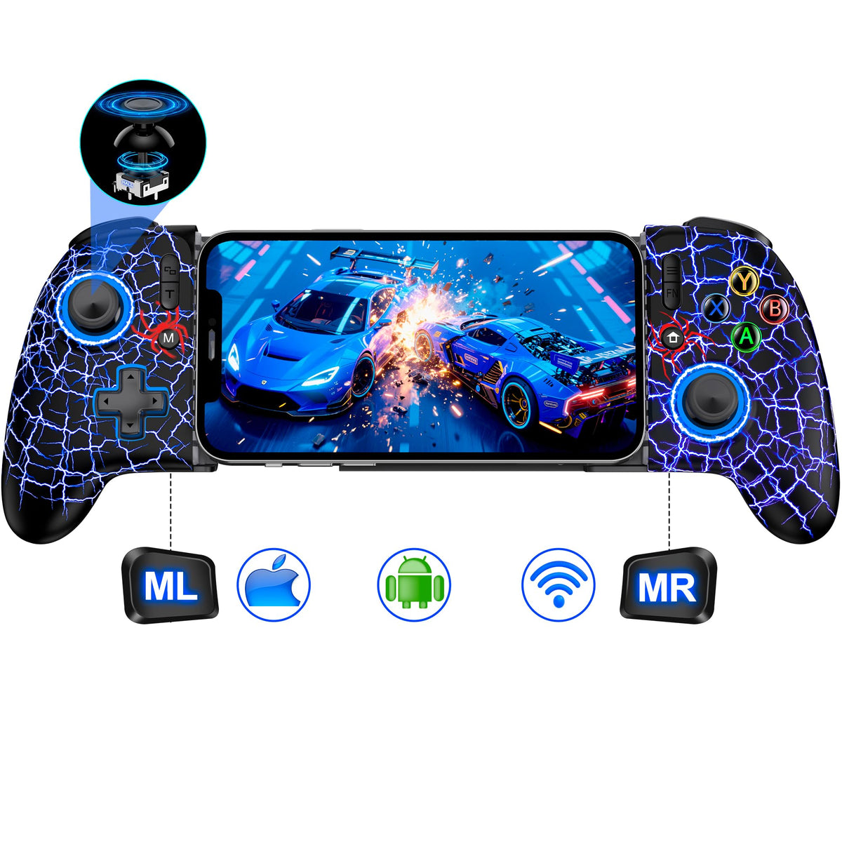 Mobile Game Controller for iPhone 16/15 & Android  Android Phone Gaming Controller with Hall control button/Joysticks  Wireless Full-Size Gamepad for Xbox Game Pass  Steam Link  Roblox  Call of Duty