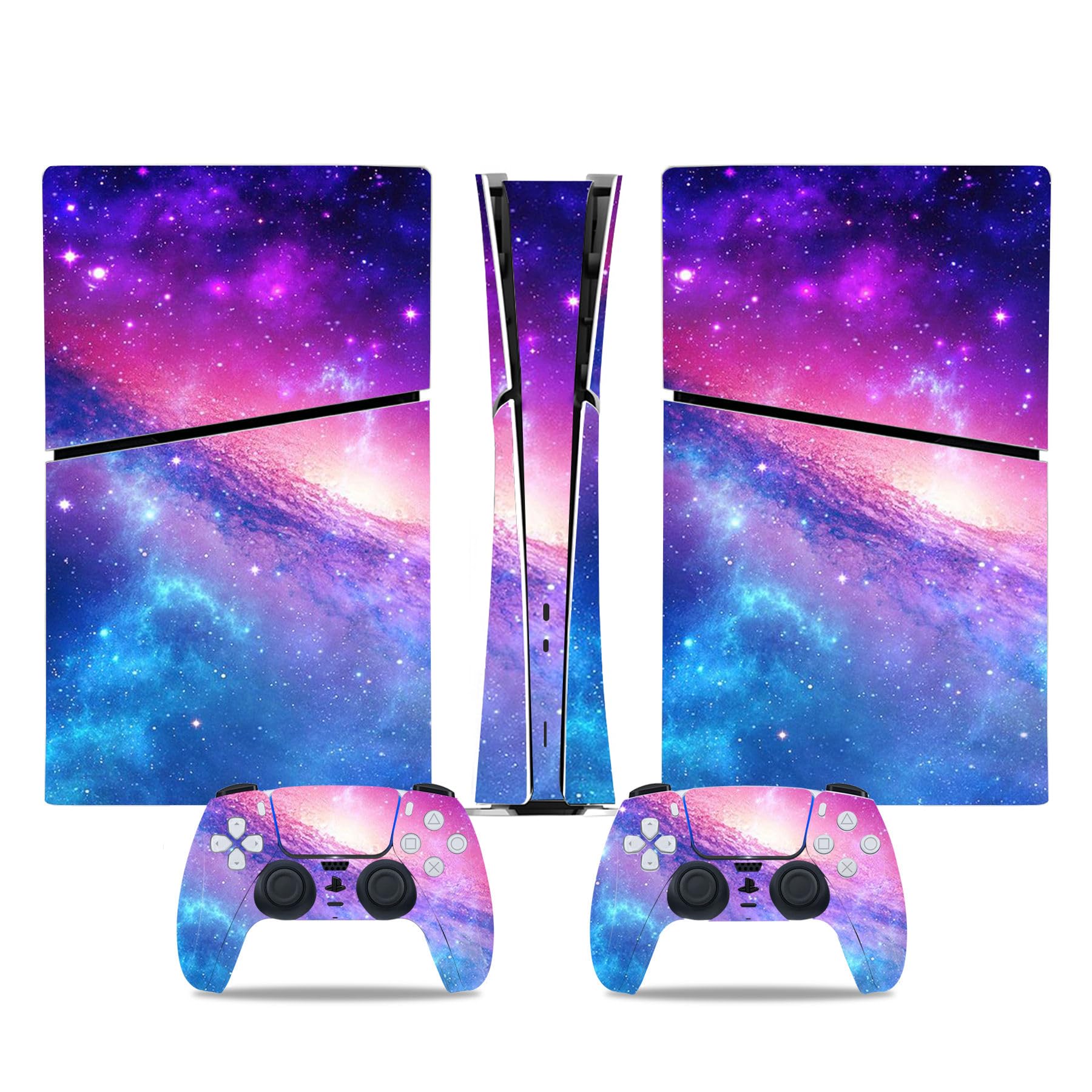 Skin Sticker for PS5 Slim Console, Protective Cover Decal Wrap for Digital Edition Controller (Purple)