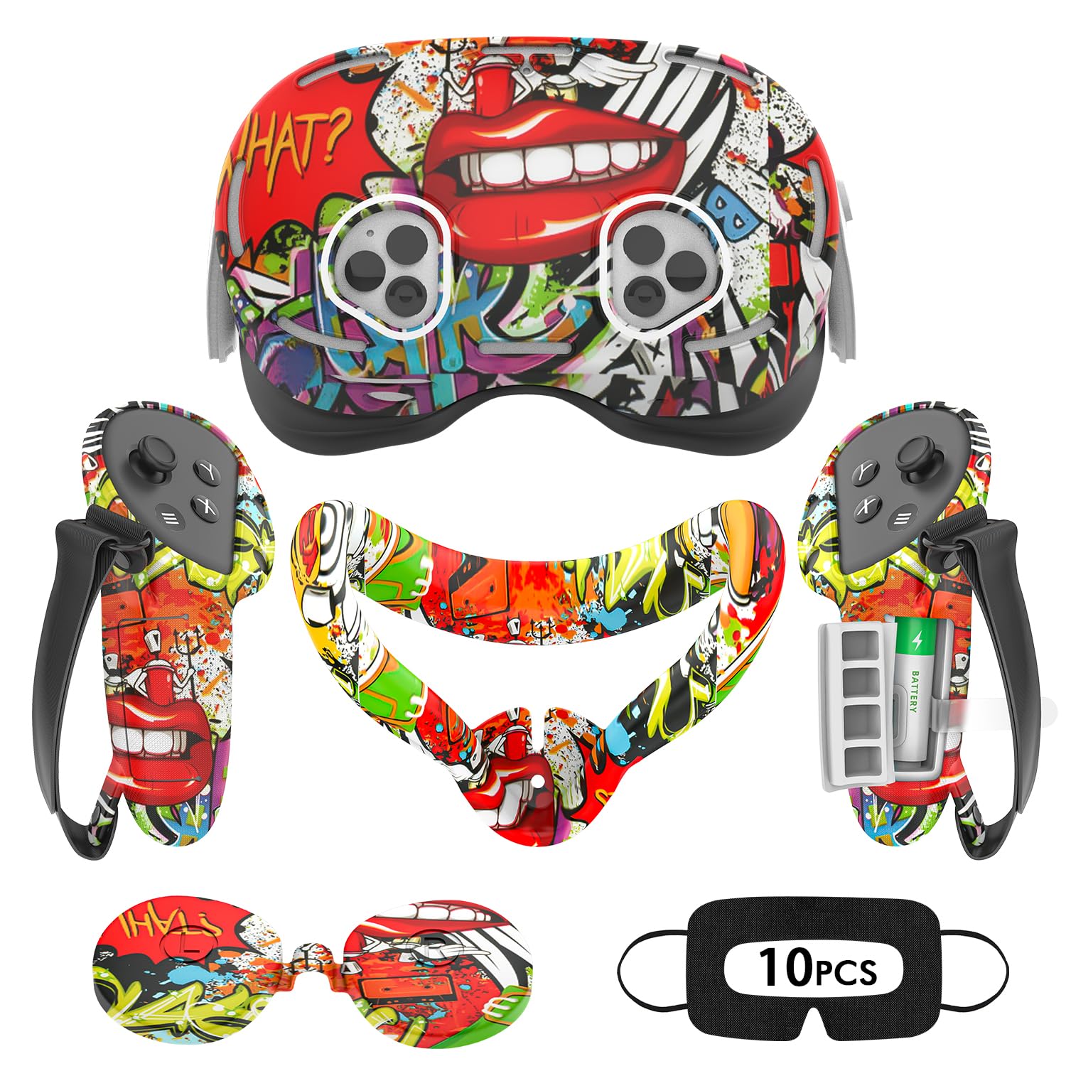 Rechale Silicone Set Compatible with Oculus/Meta Quest 3S - VR Accessories Protective Cover Includes Controller Grip  Face Cover  Shell (Street Graffiti)