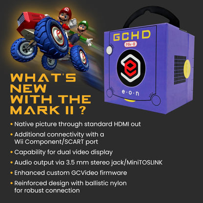 E E·O·N GCHD Mk-II HDMI Adapter for Nintendo Gamecube - Zero Lag, Plug & Play, Purple, Fits DOL-001, Model 432131