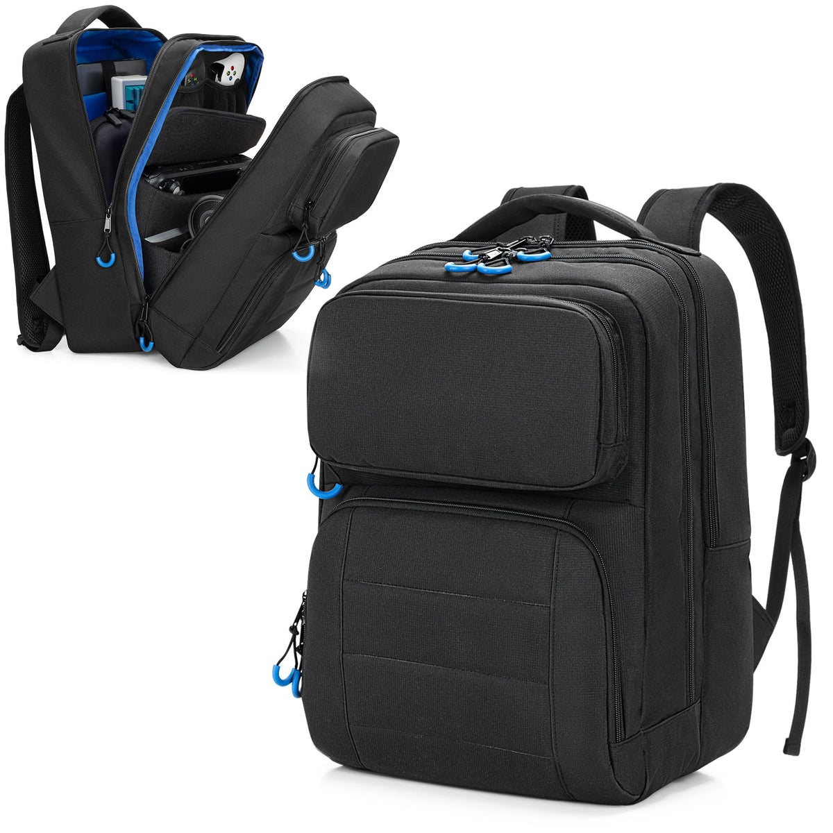 PGmoon Carrying Backpack Compatible with Steam Deck  Tpartyl Case Bag with Separate Game Cards Holder  Multi-Pockets For Game Headset  Docking Station  Controllers and More (registered design Design)