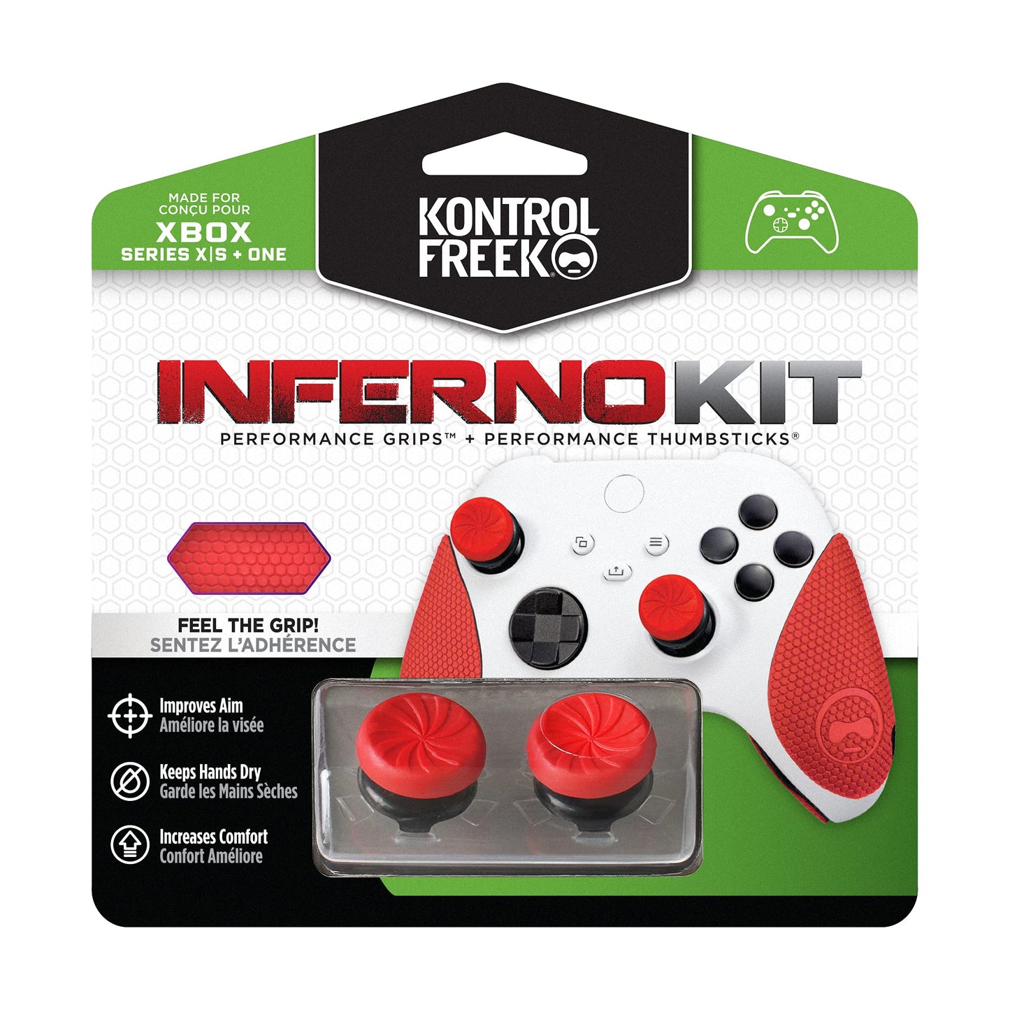 KontrolFreek FPS Freek Inferno Kit for Xbox One & Series X | Red Performance Thumbsticks & Grips | Model PK-2040-XBX