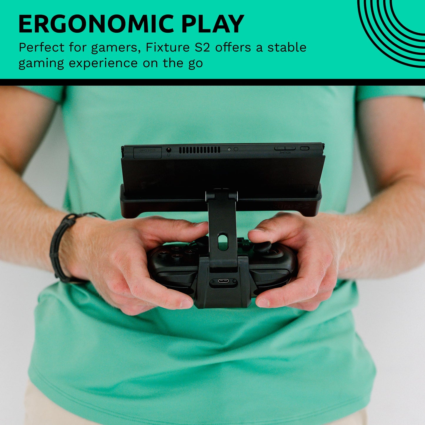 Fixture Gaming S2 Bundle Gaming Console Mount with Carrying Case for Nintendo Switch OLED, Black, Model B1-00W