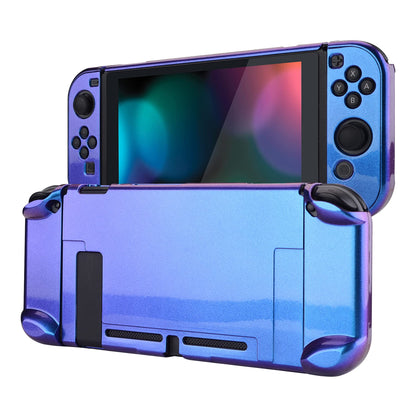 eXtremeRate PlayVital Hard Shell Back Cover for Nintendo Switch - Dockable, Chameleon Purple Blue, Model NTP303, Plastic Protector