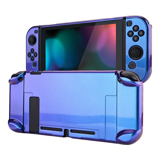 eXtremeRate PlayVital Hard Shell Back Cover for Nintendo Switch - Dockable, Chameleon Purple Blue, Model NTP303, Plastic Protector