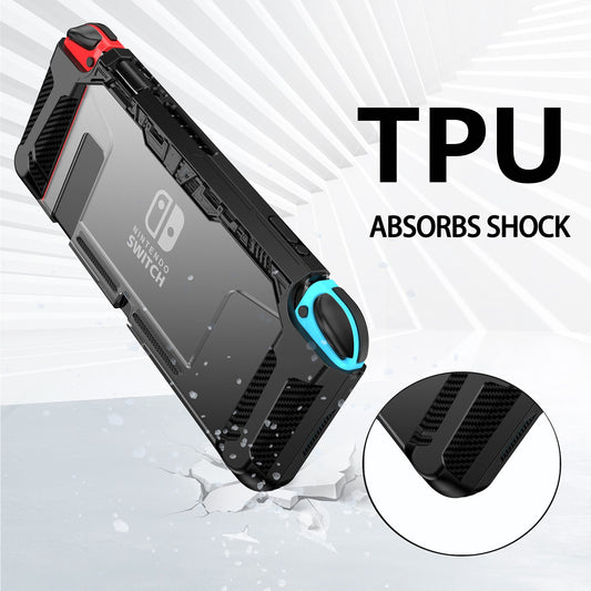 PiMivco Dockable Case for Nintendo Switch - TPU Grip Cover, Shock-Absorption, Anti-Scratch, Black, Model KD-1GFA-25CT