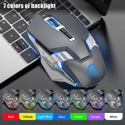 SHUNJINRUN Bluetooth Gaming Mouse - Wireless, 800mAh, RGB, 7 Buttons, Model SJR343, Gray