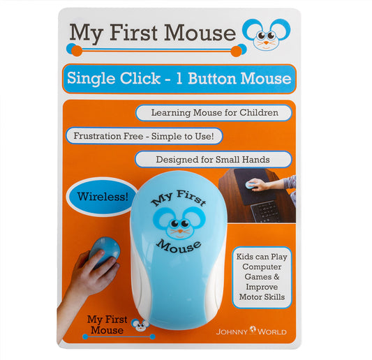 Johnny World Wireless Mouse for Kids - Single Click Design for Small Hands, Ideal for Educational Games