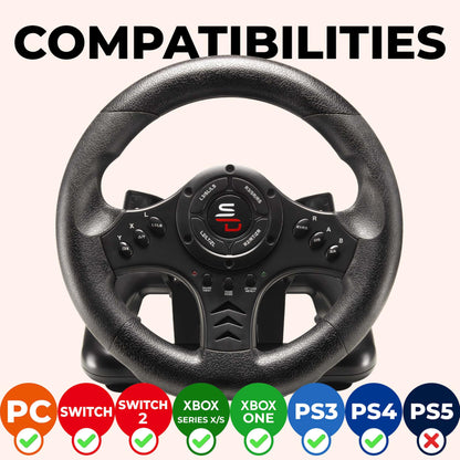 SUBSONIC Superdrive SV450 Racing Steering Wheel with Pedals for Xbox, PS4, PC - Black - Model SA5426-NG