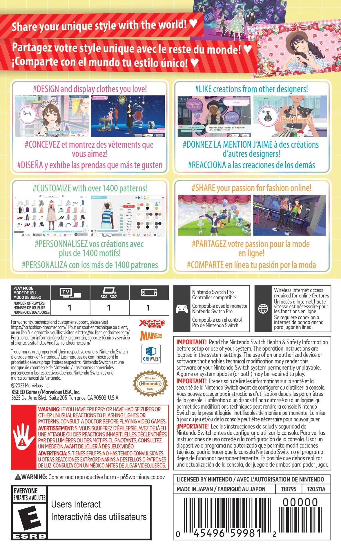 Nintendo Fashion Dreamer - US Version Model HACPBAU6B