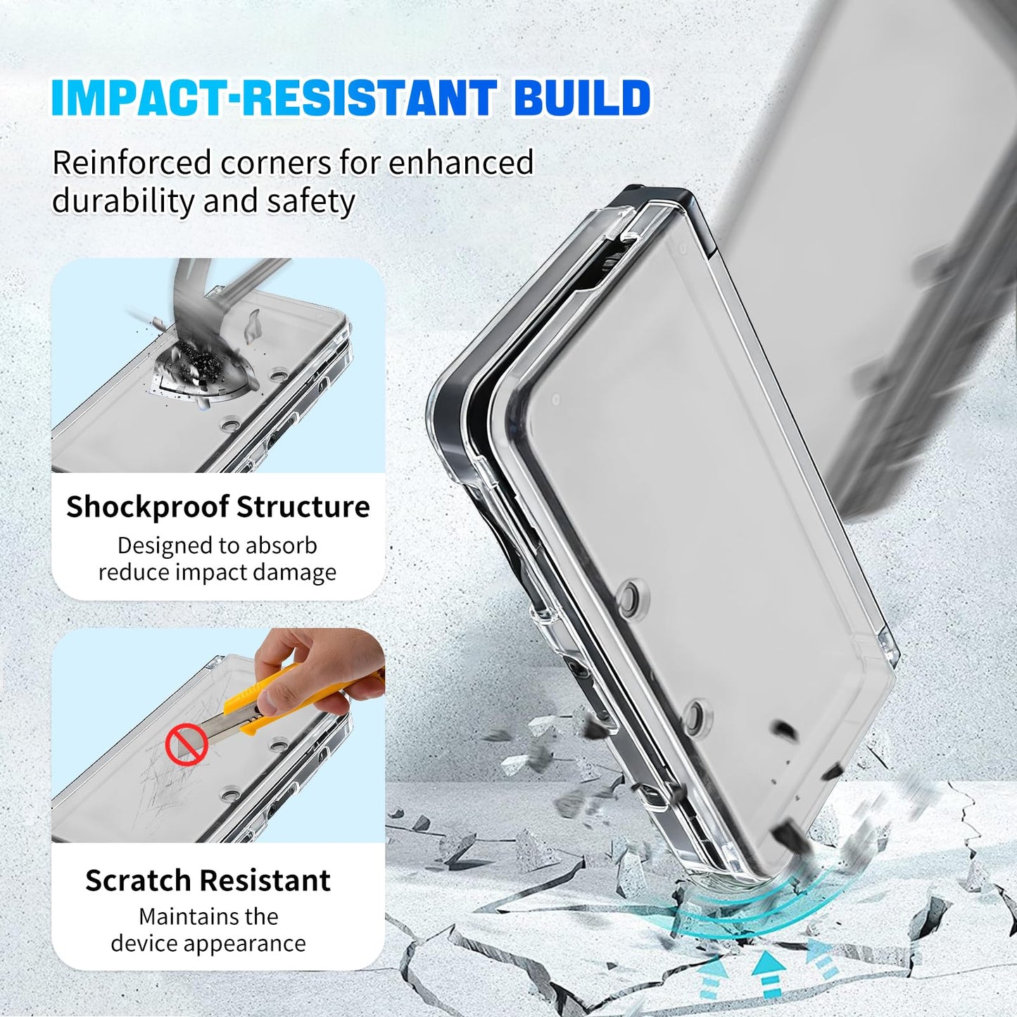 Vranzoral Clear Case for New 3DS XL - Crystal Transparent Hard Shell, Modified Hinge-Less Design, Model 012