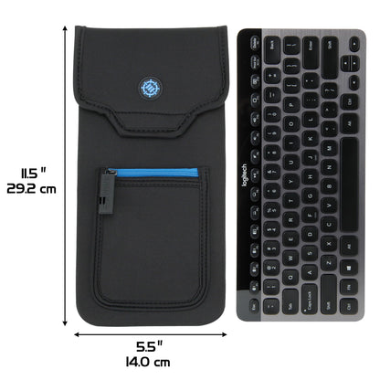 ENHANCE Bluetooth Keyboard Sleeve Case for Logitech K810, Anker, Apple Magic Keyboard - Neoprene, Wireless Mouse Storage, Model FBA_ENPCCNM100BKEW