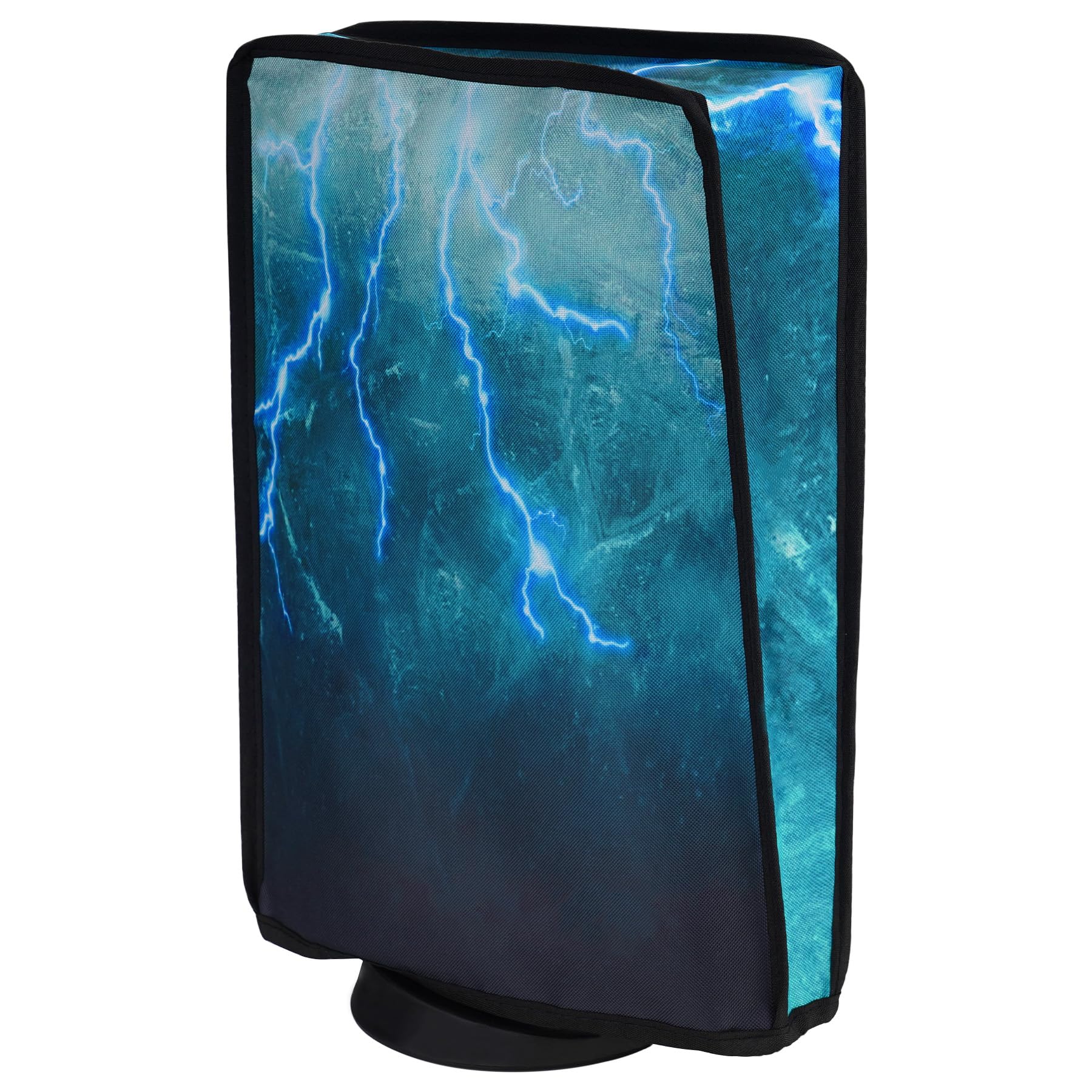 PlayVital Dust Cover for PS5  Waterproof Console Cover  Soft Nylon  Compatible with Digital & Disc Edition - Green Storm Thunder
