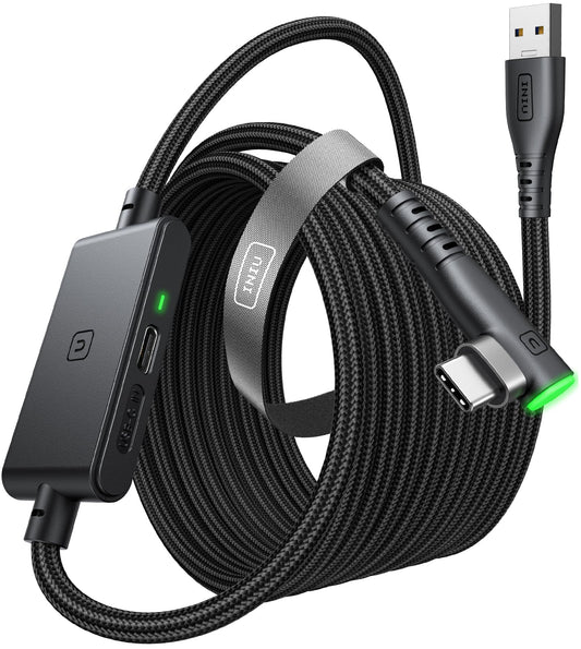 INIU Link Cable with Charging [16ft] for Meta Quest 3/3S  Oculus Quest 2/Pro  Pico 4  PC VR - USB 3.0 High Speed Data & Charging Cable  USB C Charger Cord for VR Headset Accessories - Upgraded Version