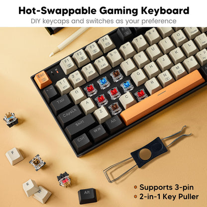 Redragon K636CLO Wired Mechanical Gaming Keyboard, RGB Backlit, Compact 94 Keys, Red Switches, Black-Beige-Orange