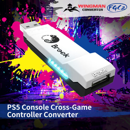 Brook FGC2 Converter - Arcade Joystick Adapter for PS5 & PC, Black & White, Supports All PS5 Games