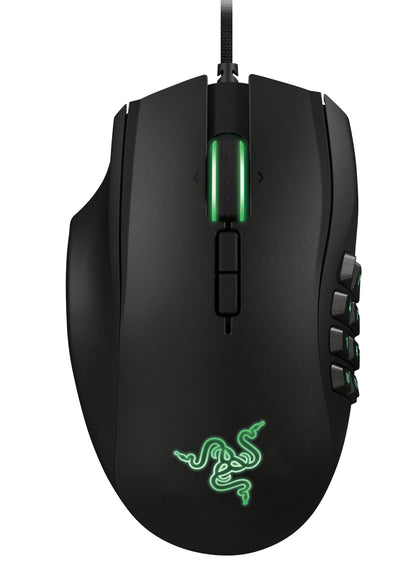Razer Naga Left-Handed Ergonomic MMO Gaming Mouse - 12 Programmable Buttons, 8200 DPI, Black, Model RZ01-01050100-R3M1