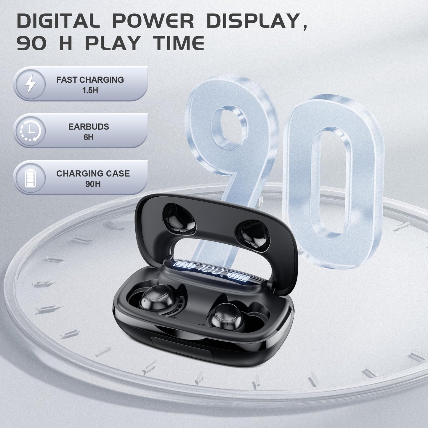 IAMJOY Gaming Earbuds - 20ms Low Latency, 90H Playtime, Noise-Canceling Mic, Classic Black, Model U-Air4, Compatible with PS5/VR/PC