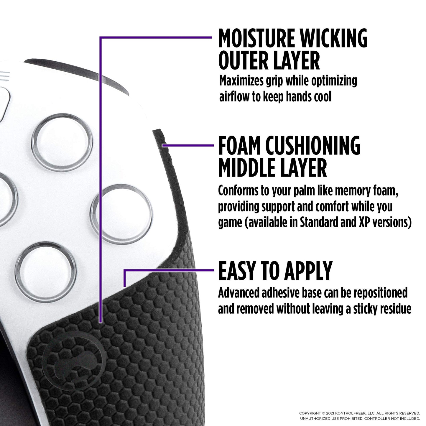 KontrolFreek Performance Grips for PS5 Controller - Nightfall Black, Memory Foam, Model 4777-PS5