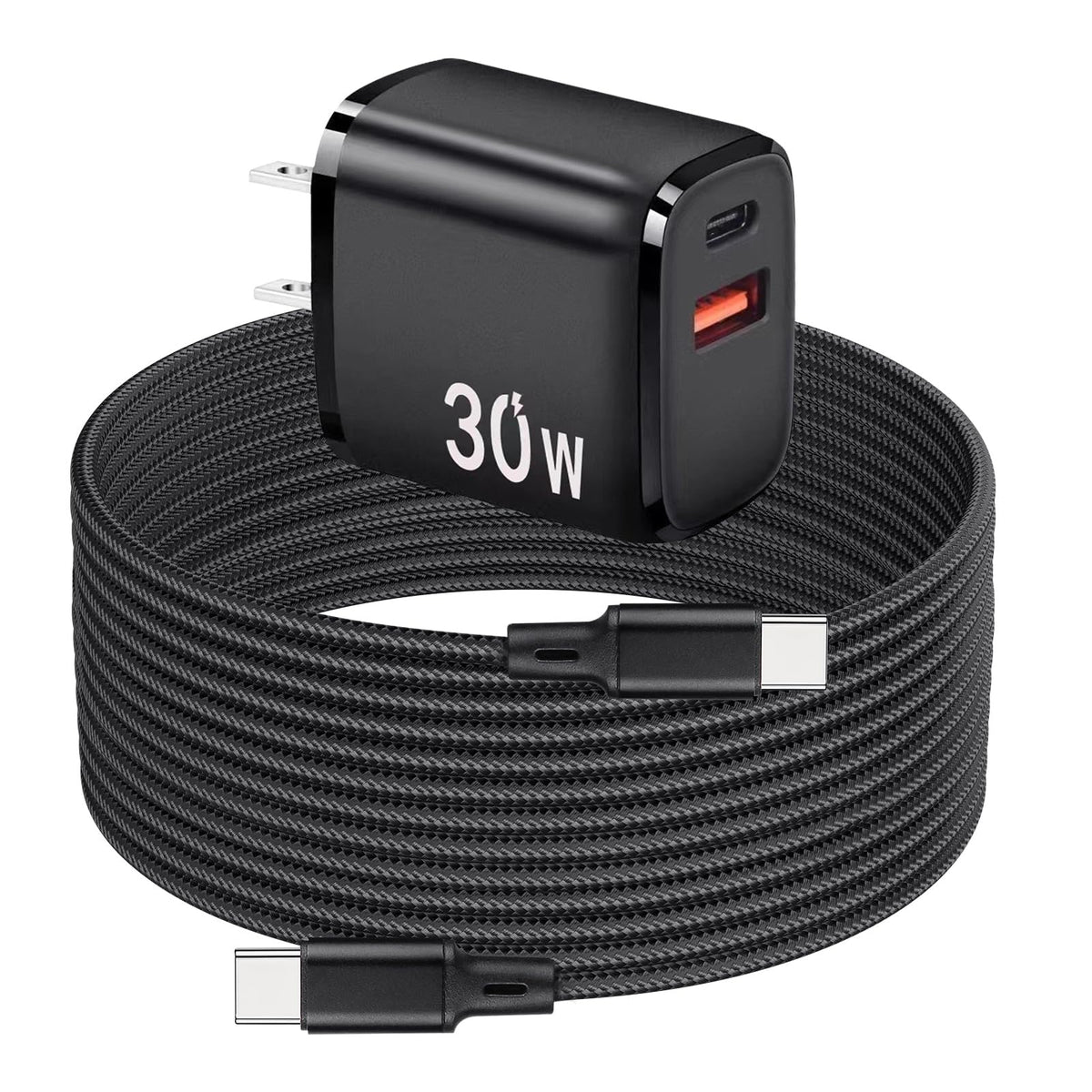 PD 30W USB C Fast Charger Compatible with Meta Quest 3 3S - Dual Port USB + Type C Adapter with 6.6ft C to C Charging Cable for Oculus Quest 2 VR Headset