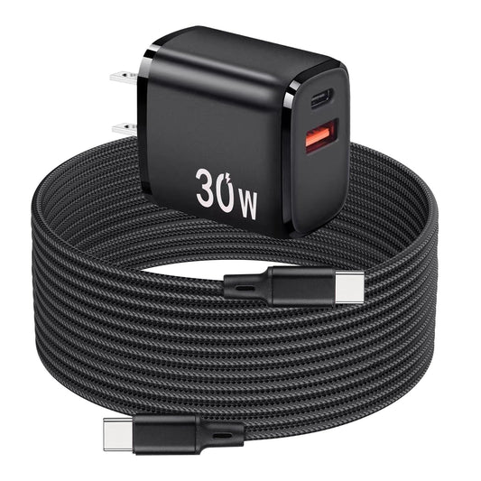 PD 30W USB C Fast Charger Compatible with Meta Quest 3 3S - Dual Port USB + Type C Adapter with 6.6ft C to C Charging Cable for Oculus Quest 2 VR Headset