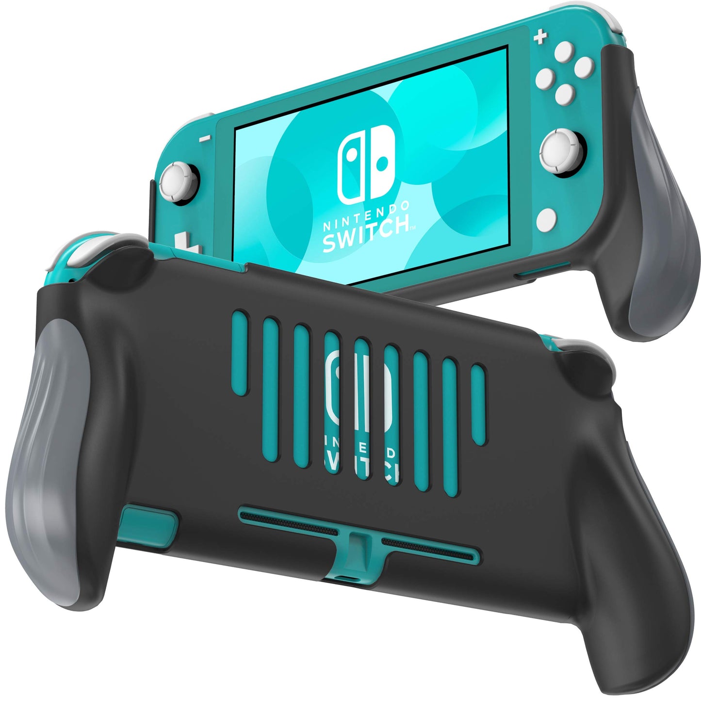JUSPRO Grip for Nintendo Switch Lite - Ergonomic Black Protective Case, Model US-NSLGPRlite-01, Compatible Accessories