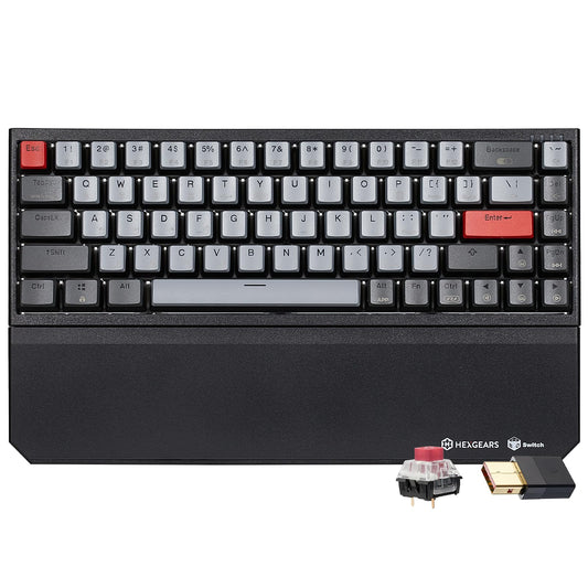 Hexgears X1 Pro Wireless Mechanica Keyboard  Hot-swappable Linear Switch Gaming Keyboard Bluetooth/2.4G/USB-C 65% Mini Compact with Wrist Rest - Blakc/Gray