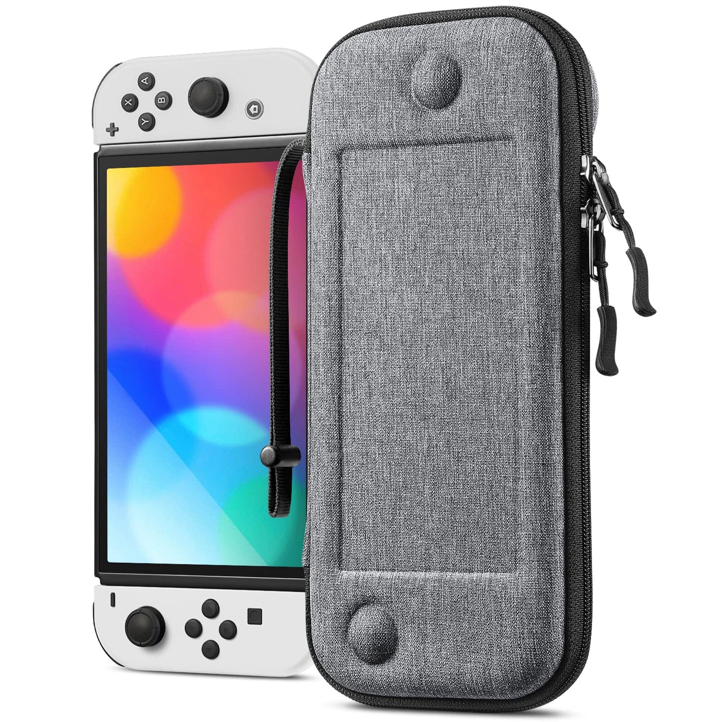 Fintie Slim Carrying Case for Nintendo Switch OLED/Switch 2017 - Shockproof Travel Bag with 10 Game Cartridges, Gray