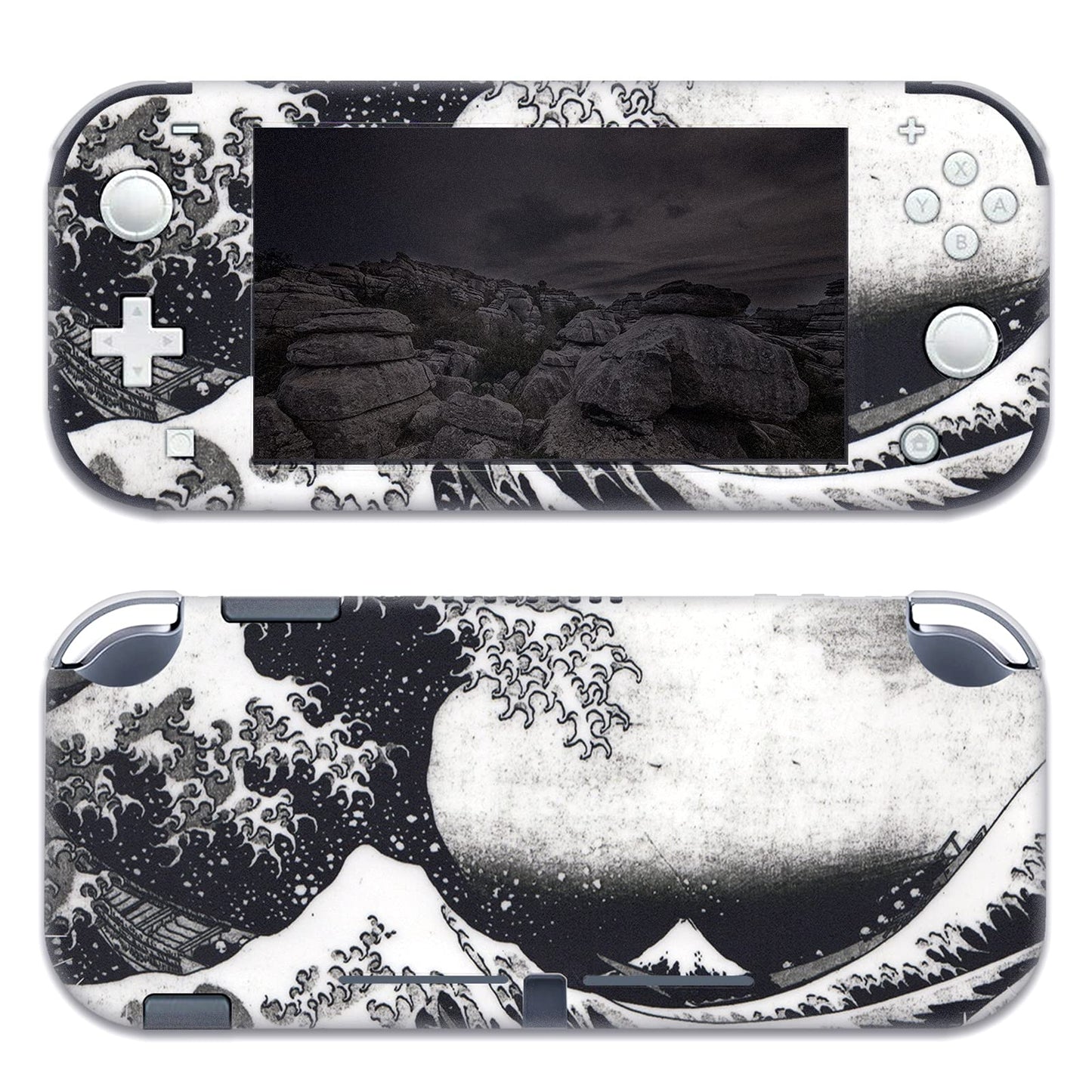 BelugaDesign Wave Switch Skin | Japanese Ocean Wave Vinyl Decal Wrap | Cute Aesthetic Anime-Inspired Design | Protective & Stylish Cover | Compatible with Nintendo Switch (Switch Lite  Gray)
