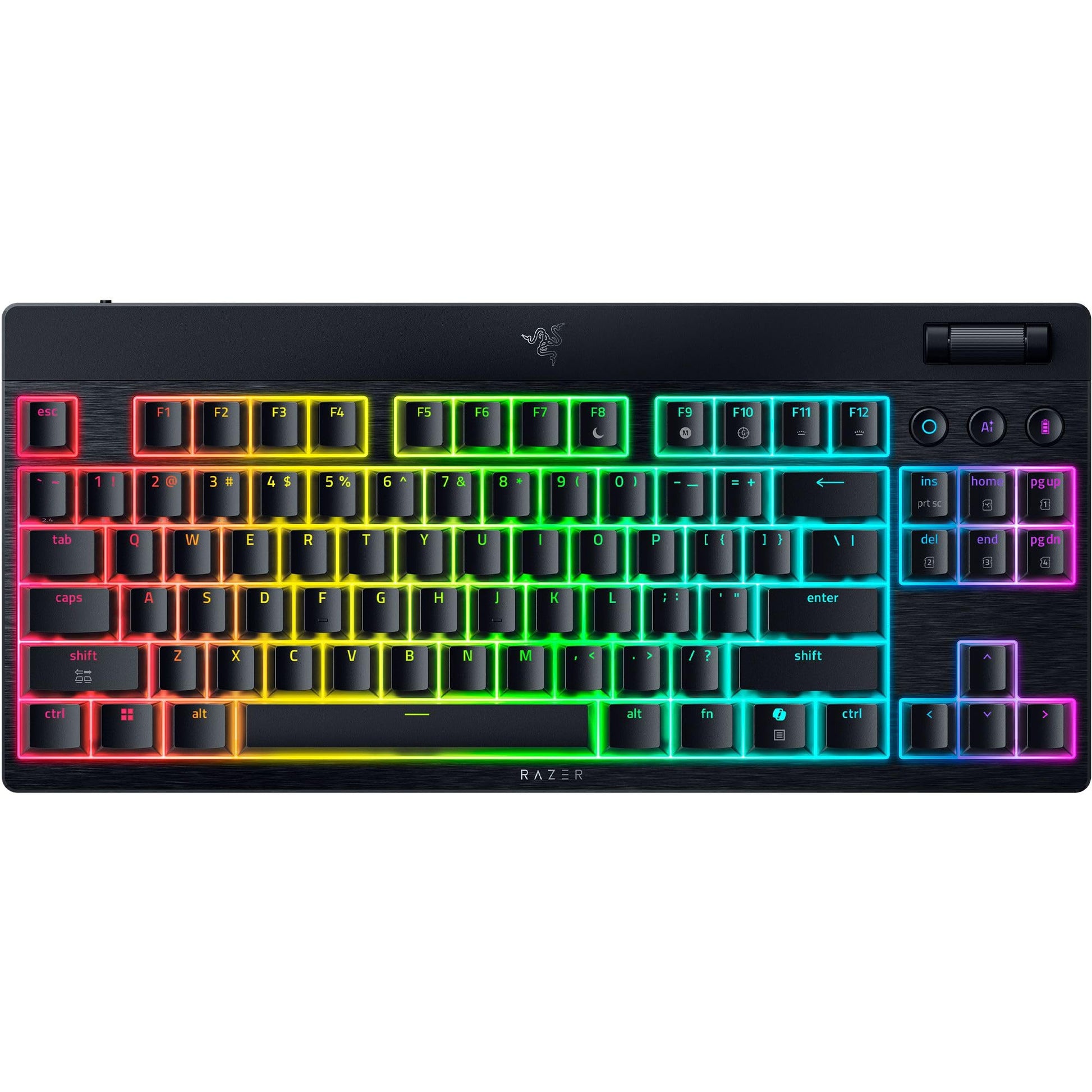 Razer BlackWidow V4 Low Profile TKL HyperSpeed Wireless Gaming Keyboard: Yellow Mechanical Switches - 2.4GHz Wireless & Bluetooth - Multi-Function Roller - 3 Control Buttons - Long Battery Life