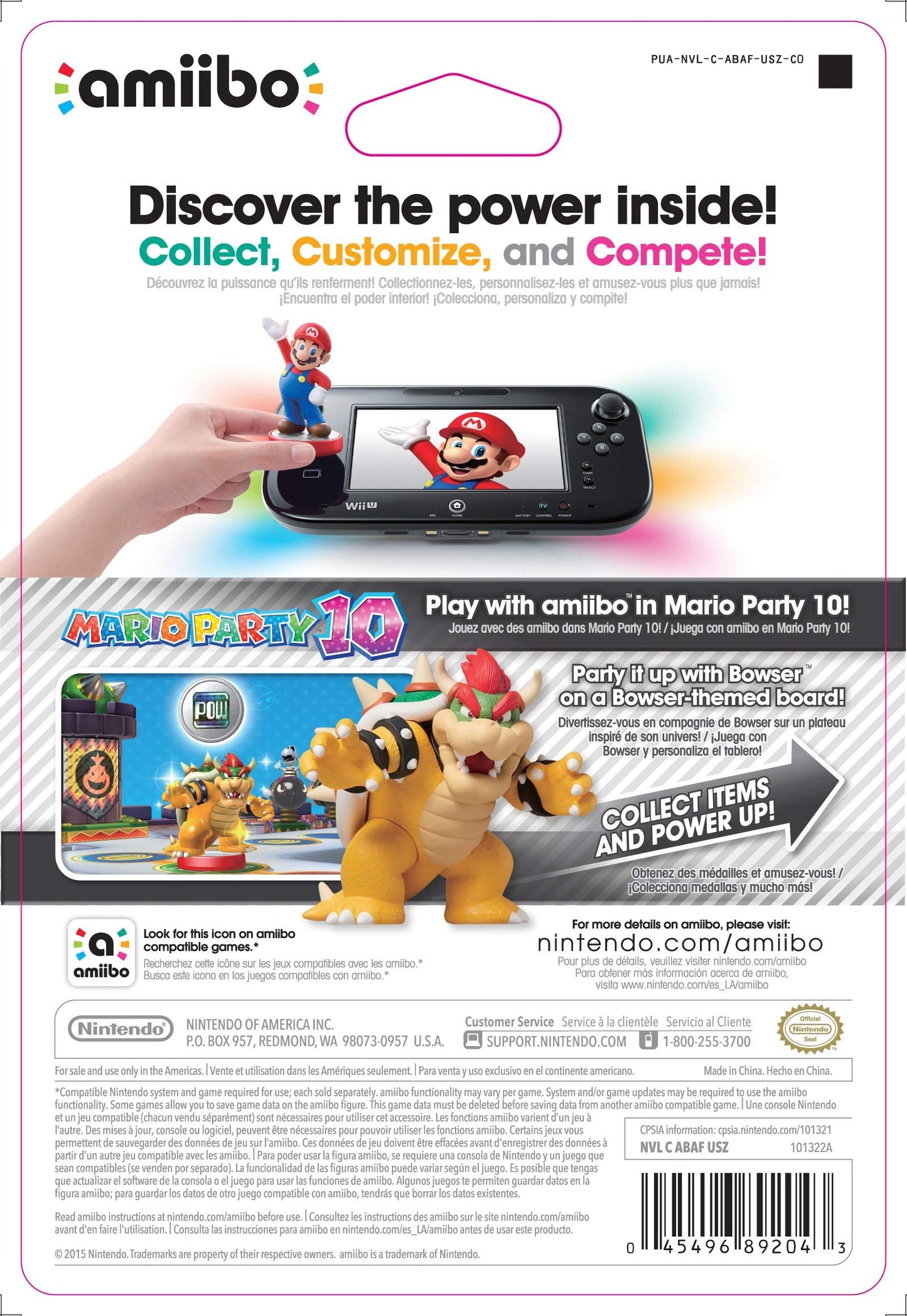 Nintendo Bowser Amiibo - Super Mario Bros Series - Plastic Figure - NVLCABAF - Bowser Color