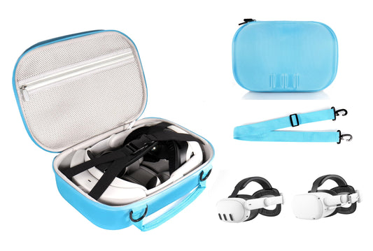 CaseSack VR Headset Travel Case for Meta Quest 3/2 - Blue, Polyester, Includes Shoulder Strap, Model 6303280