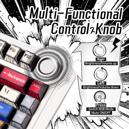 LEOBOG Aula F75 Wireless Mechanical Gaming Keyboard, 75% Layout, RGB Backlit, Hot Swappable, Bluetooth/2.4GHz, Creamy Sound - Reaper Switches