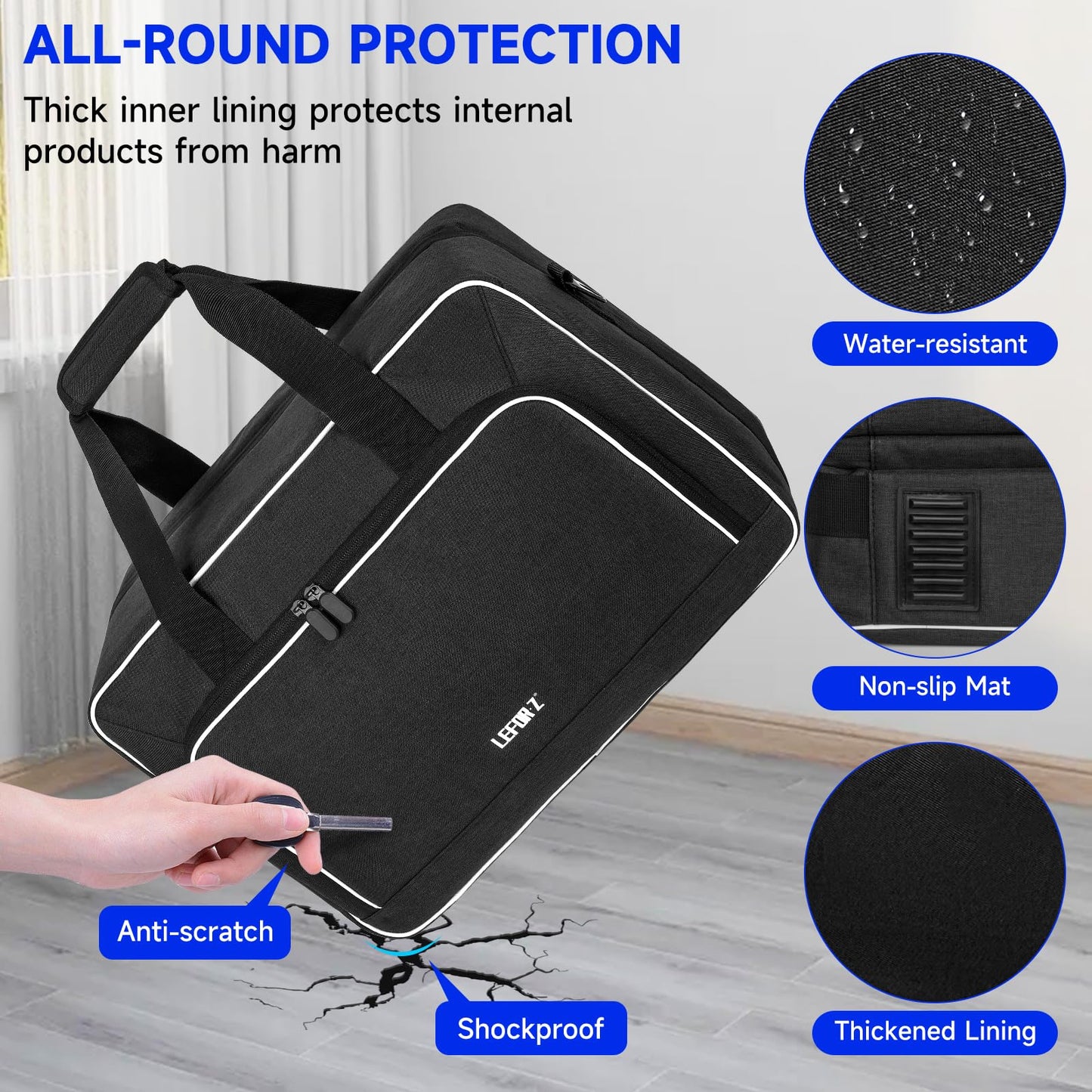 LEFOR·Z PS5 Carrying Case - 17 Pockets Travel Storage Bag, Black, 16.93"x7.48"x12.01", Thick Padding for PS5/PS4