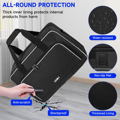 LEFOR·Z PS5 Carrying Case - 17 Pockets Travel Storage Bag, Black, 16.93"x7.48"x12.01", Thick Padding for PS5/PS4