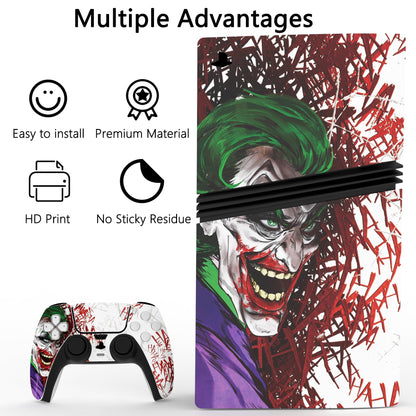 PlayVital PS5 Pro Skin Full Set - Protective Vinyl Decal, Anti-Scratch, Clown Hahaha Design for Console, Controller & Accessories
