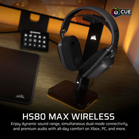 Corsair HS80 MAX Wireless Gaming Headset - Dolby Atmos, Bluetooth, iCUE Compatible - Steel Gray - Xbox, PC, Mac, Mobile