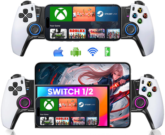 OKETY Mobile Gaming Controller for Android / iPhone 15/16 Series - Switch 2 / iPad Mini - Wireless Switch/OLED Controller with Hall Effect Joysticks/Hall Triggers Play Xbox Cloud Call of Duty Roblox Steam Link  GeForce Now