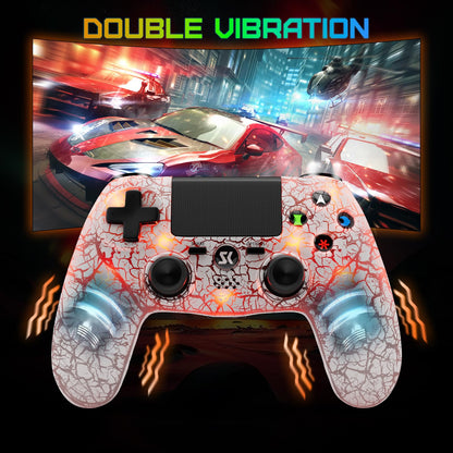 CHENGDAO Wireless Controller for PS4 - RGB Light, 1000mAh Battery, 6-Axis Motion, White, 1 Pack