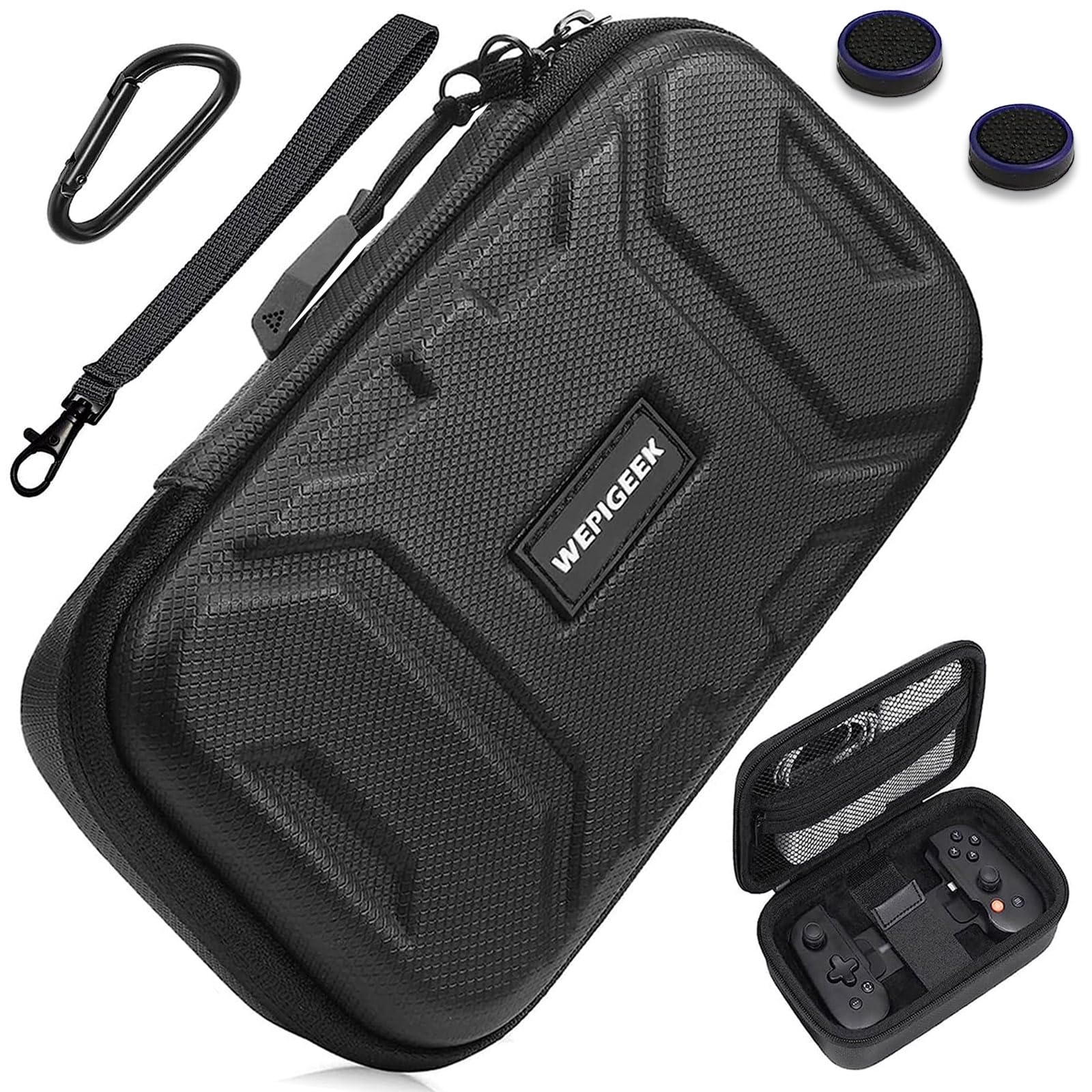 WEPIGEEK Case for Backbone One/PlayStation Edition Mobile Controller Portable Travel All Protective Hard Messenger Carrying Bag  Strong Strap Soft Lining with Pockets for Accessories Black